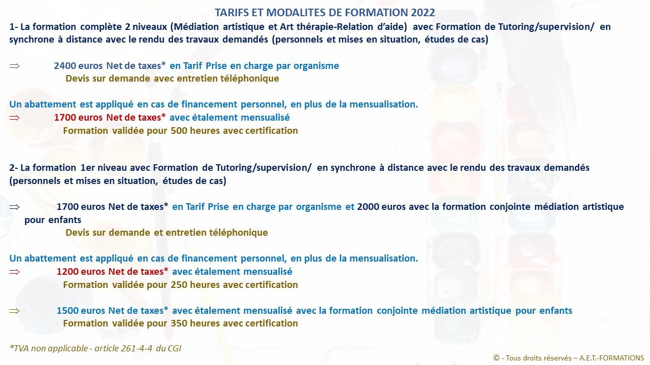 2022 TARIF ART THERAPIE