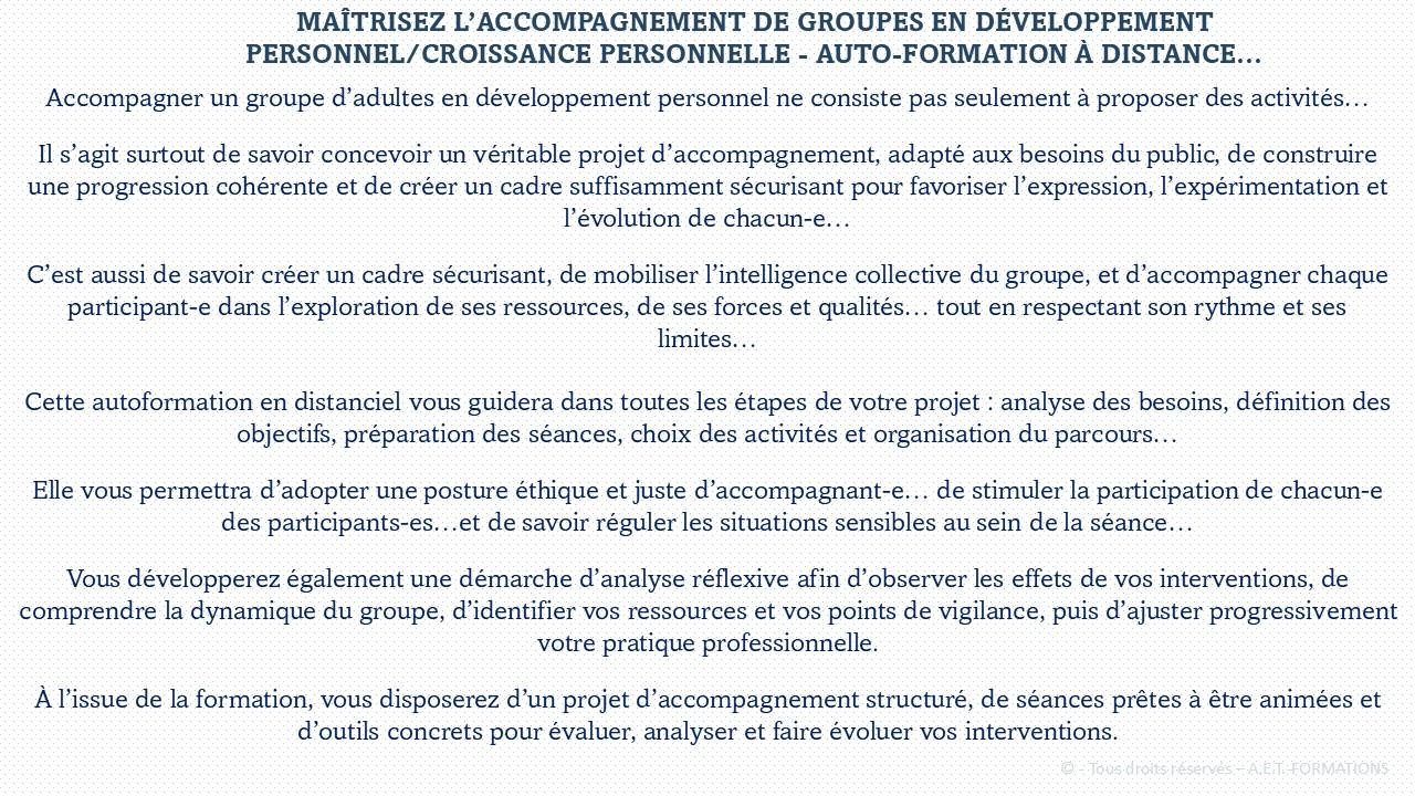 GROUPE EN DÉVELOPPEMENT PERSONNEL1