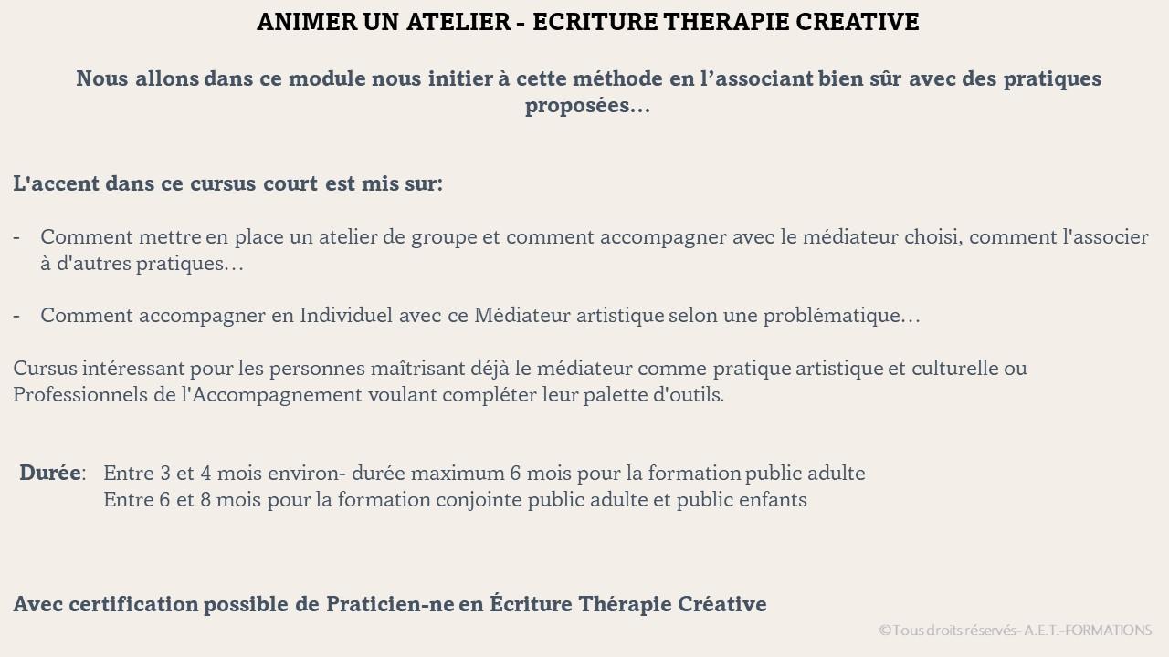 form ecriture therapie 2024 2