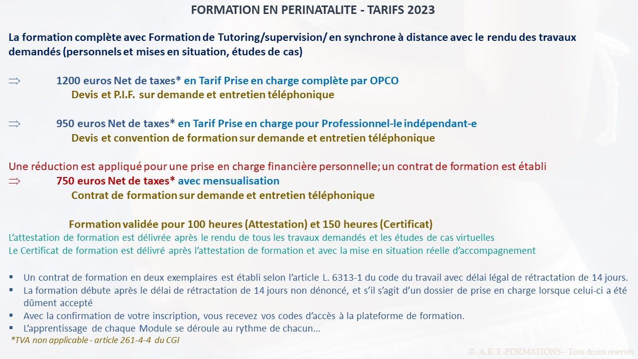 TARIF PERINAT 2023
