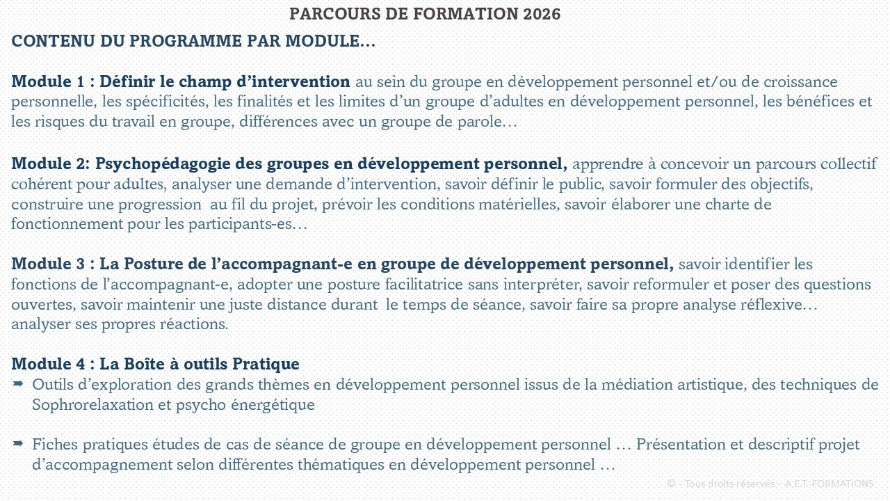 GROUPE EN DÉVELOPPEMENT PERSONNEL 6