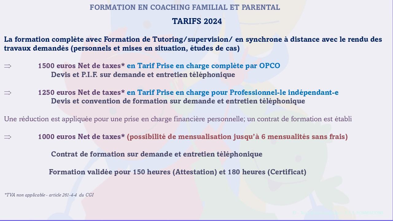 TARIF COACH FAM PARENT 2025