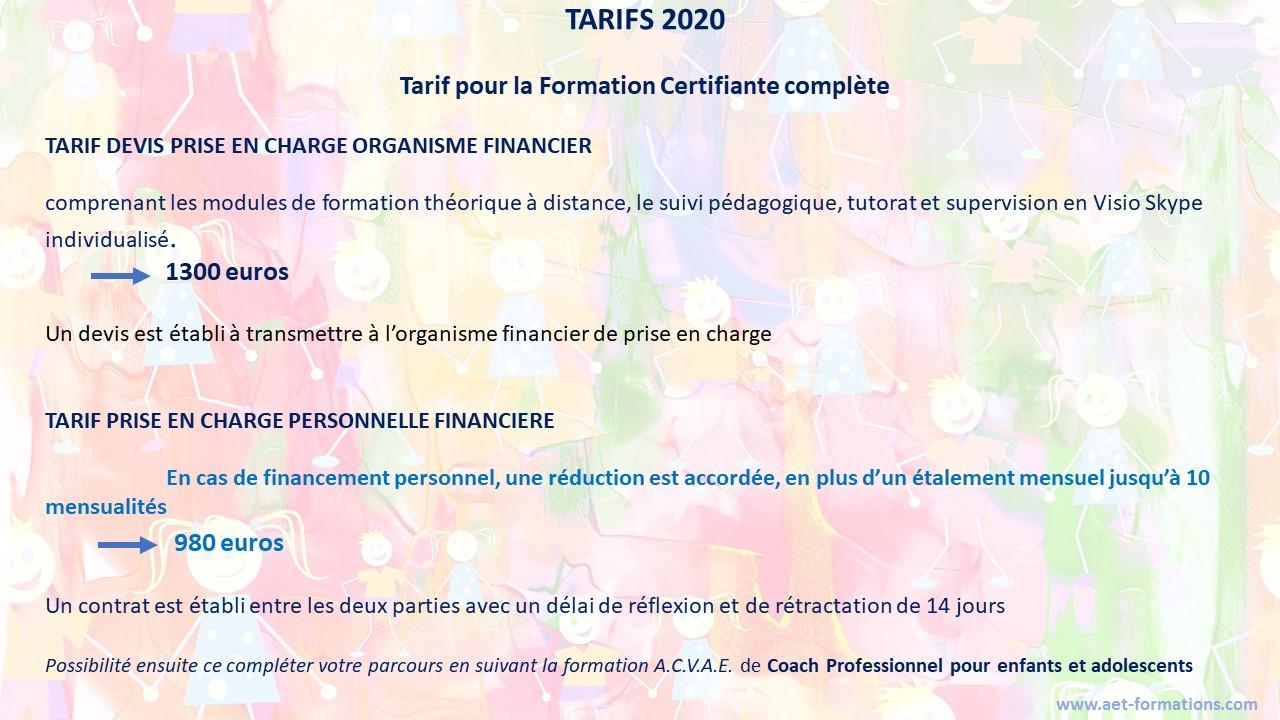 tarif formation enf 2020