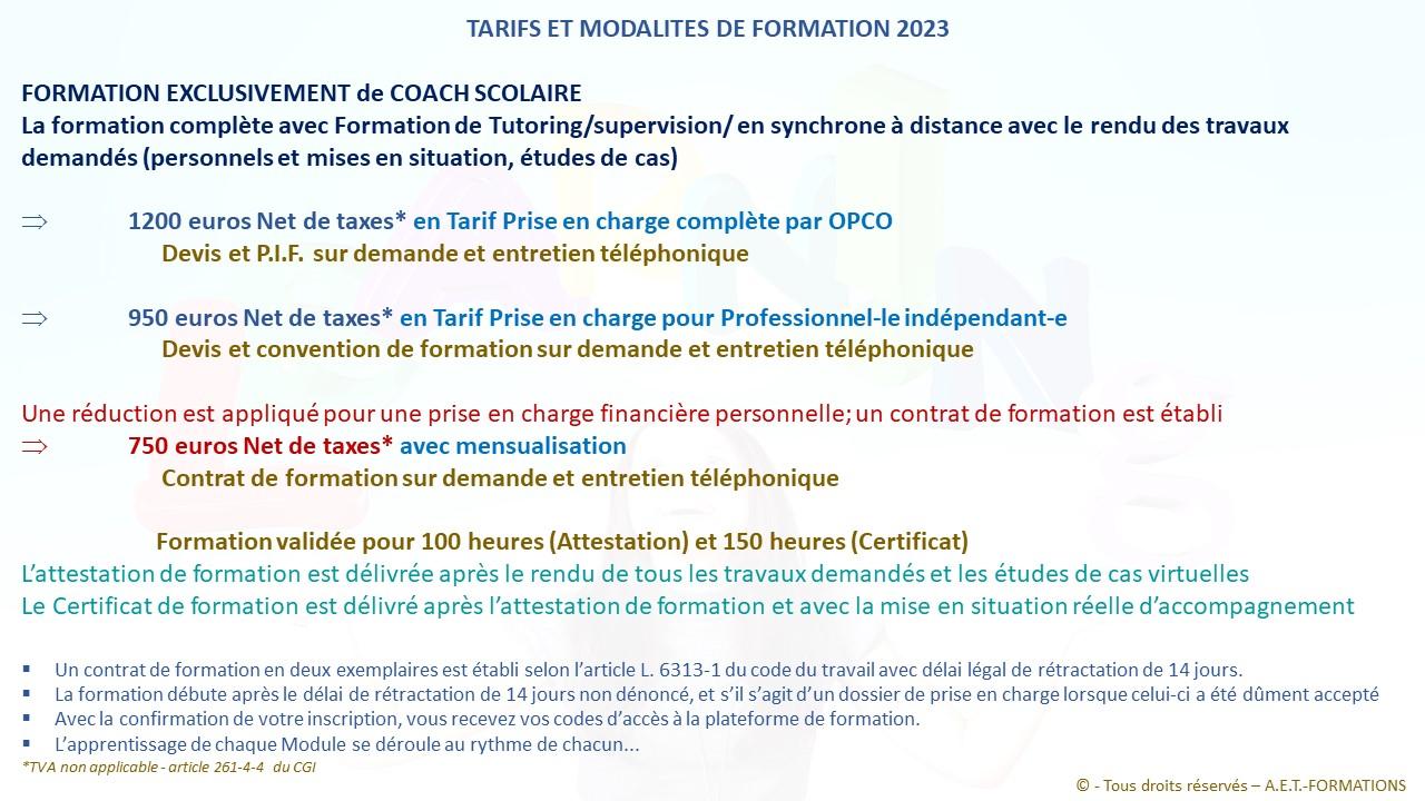 TARIF 2023 COACH SCOL