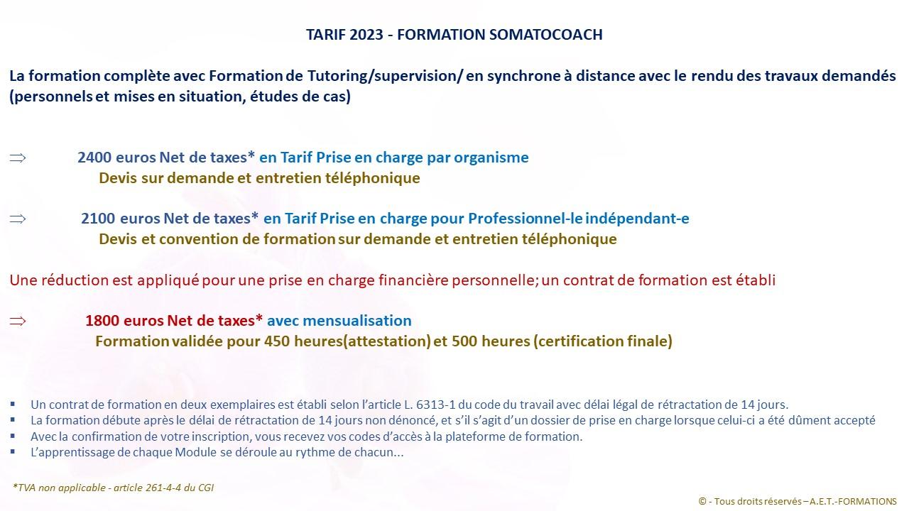 TARIF SOMATOCOACH 2023