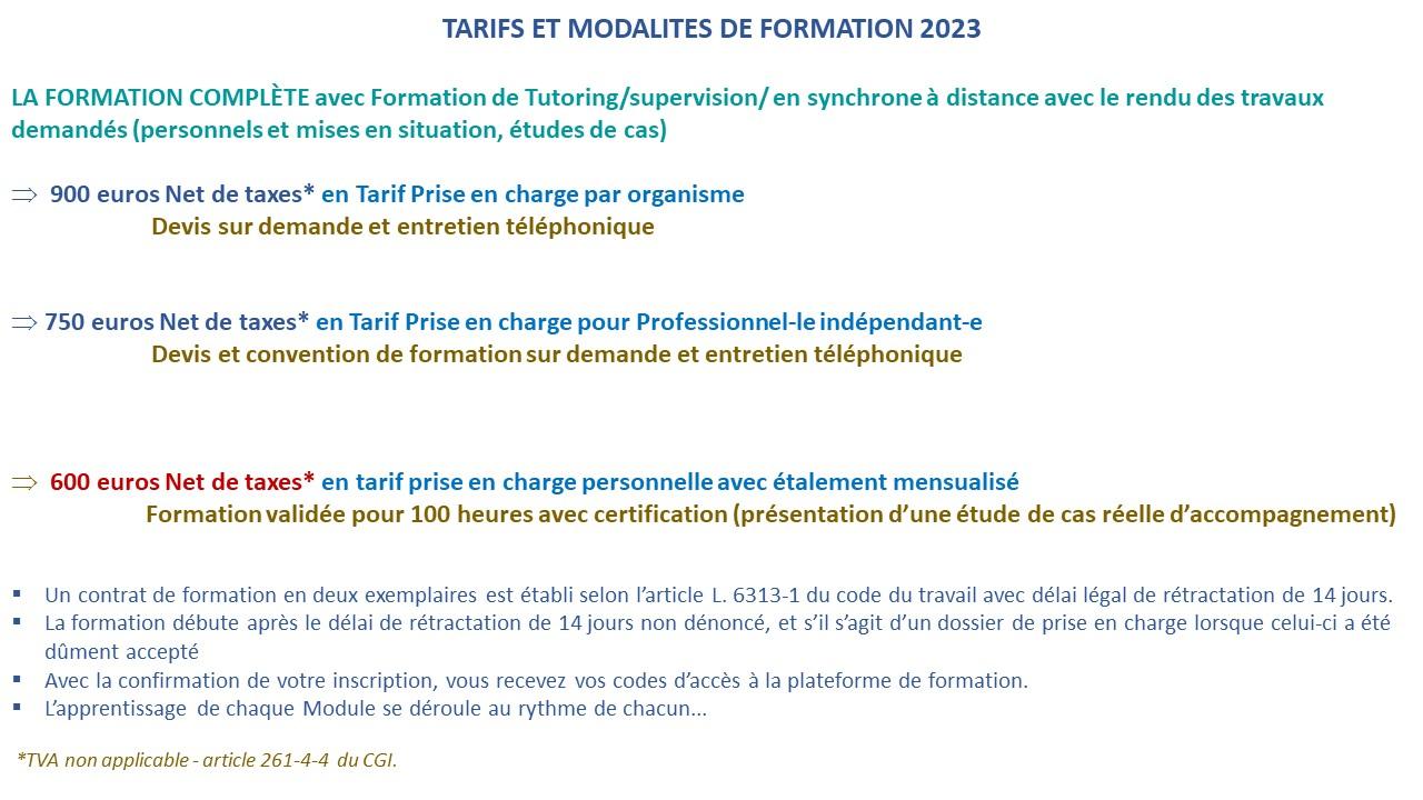 TARIF FORM ECRITURE THER 2023