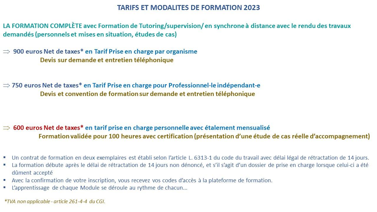 TARIF FORM ECRITURE THER 2023